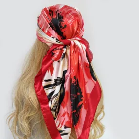 MÉLISSA Foulard Cheveux Femme Rouge à motifs