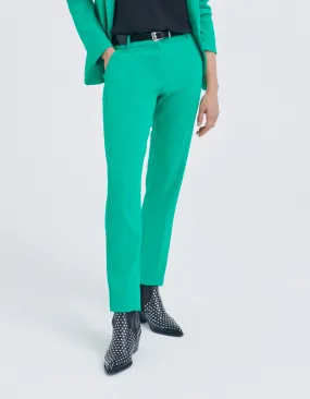 Pantalon droit vert à taille haute Femme