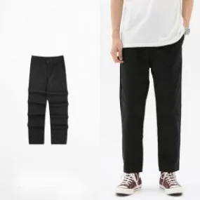 Pantalon en coton droit court avec poches multiples pour homme