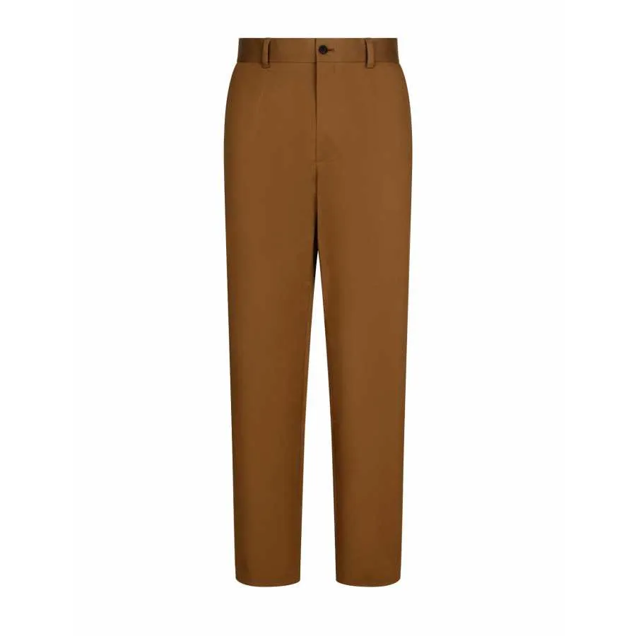 Pantalon En Gabardine Stretch En Coton Marron Dolce&Gabbana | Soulery