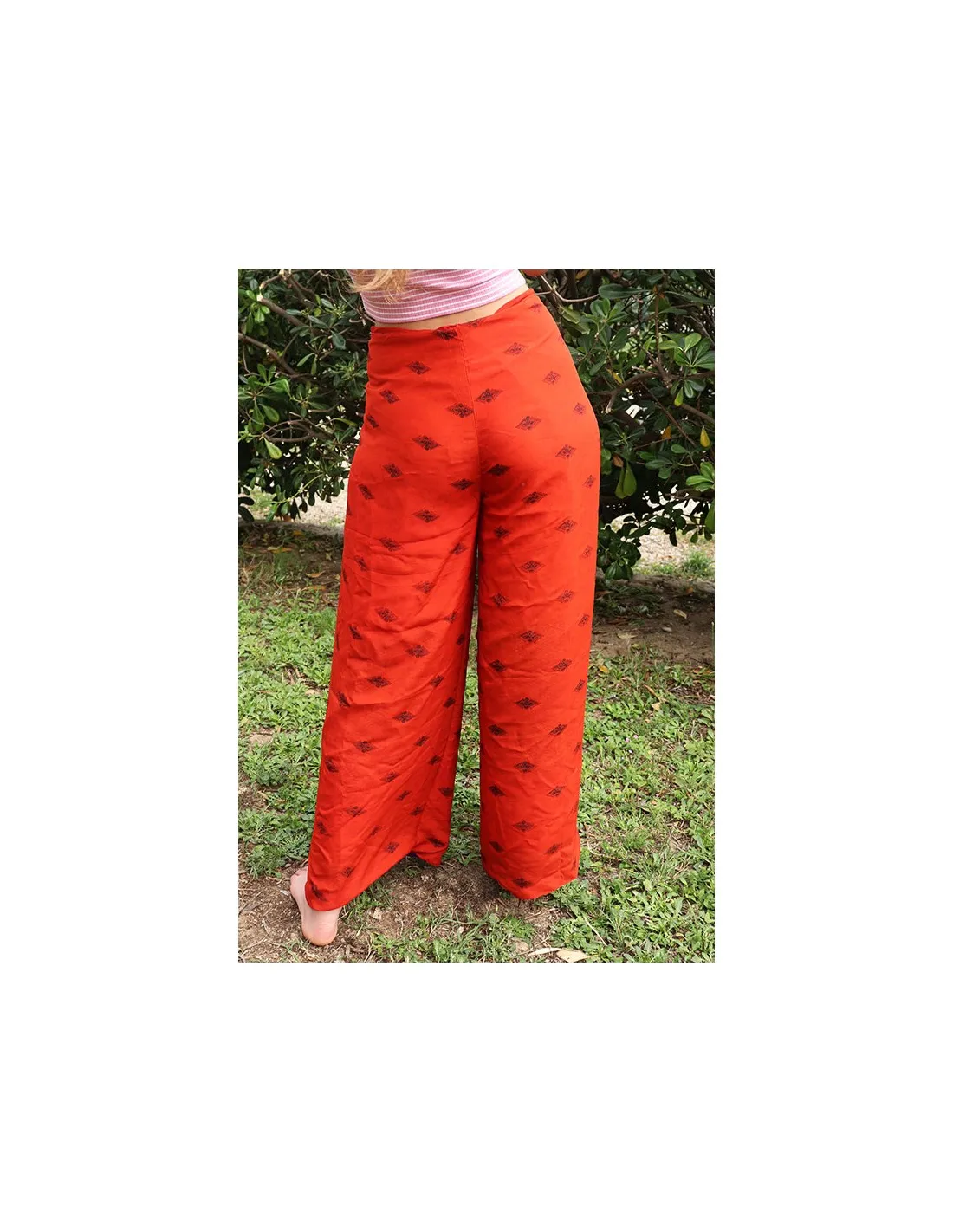 Pantalon indien rouge réversible