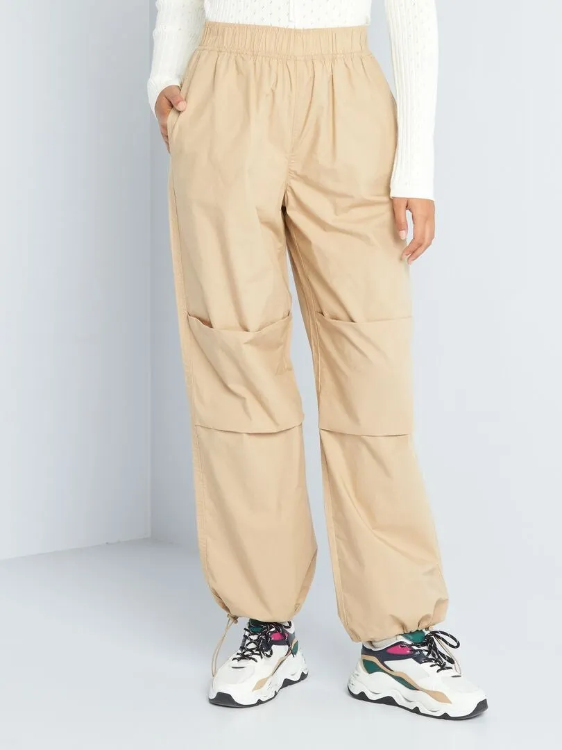 Pantalon parachute en nylon - Beige