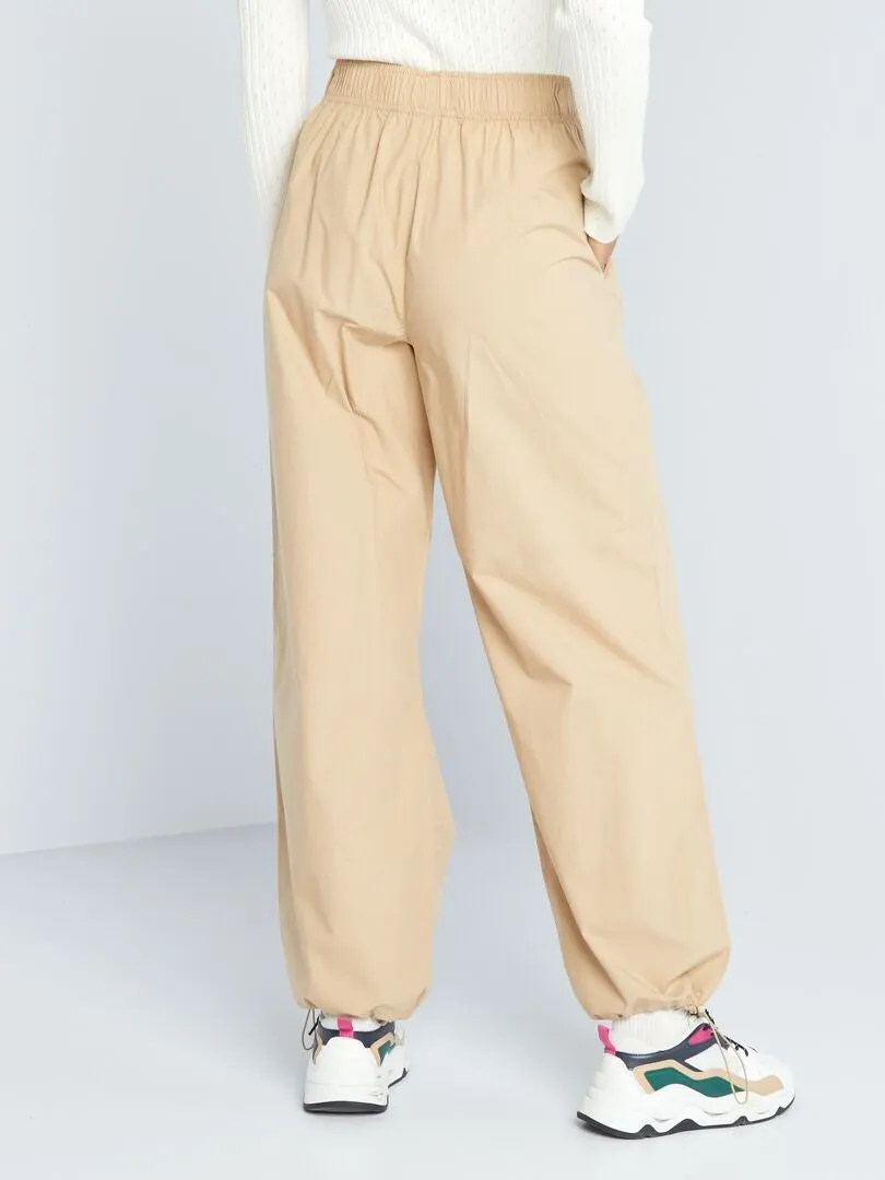 Pantalon parachute en nylon - Beige