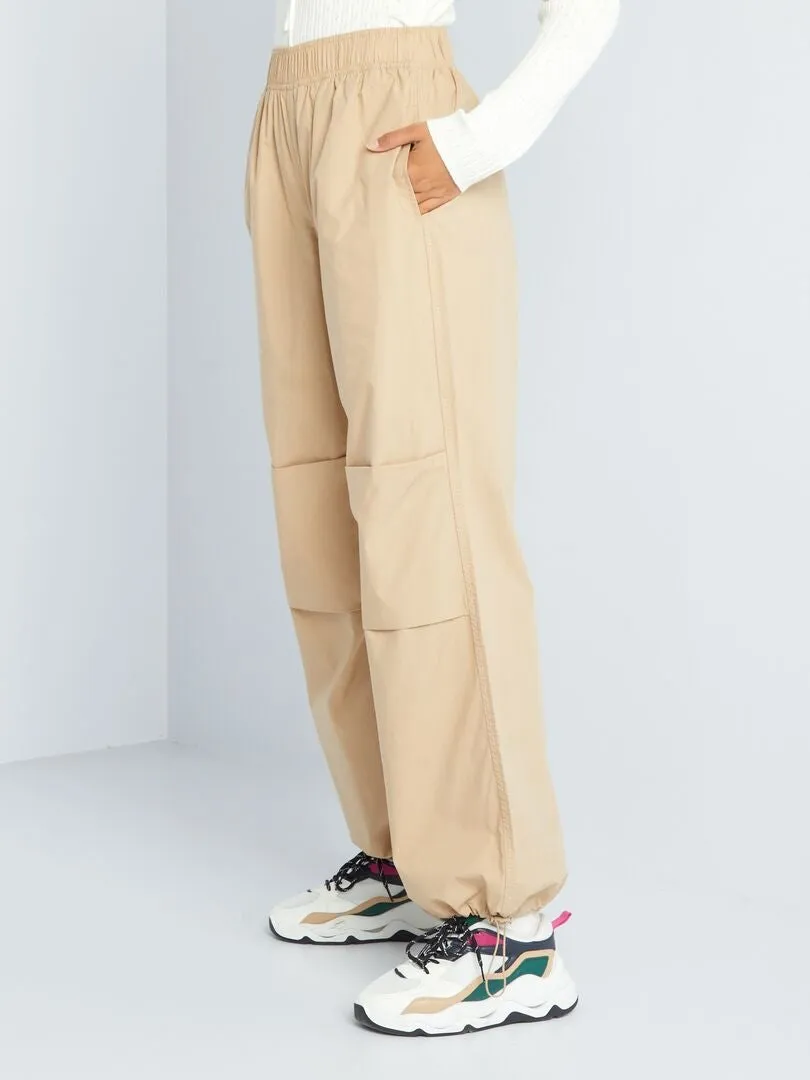 Pantalon parachute en nylon - Beige