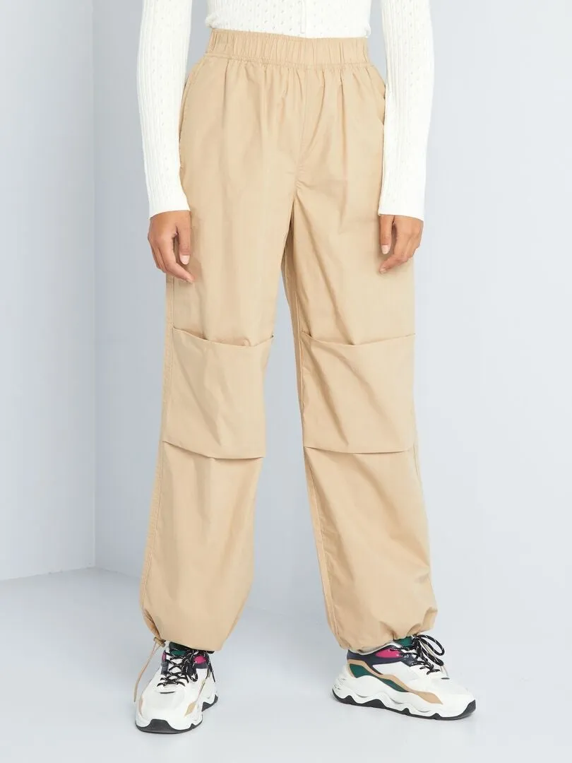 Pantalon parachute en nylon - Beige