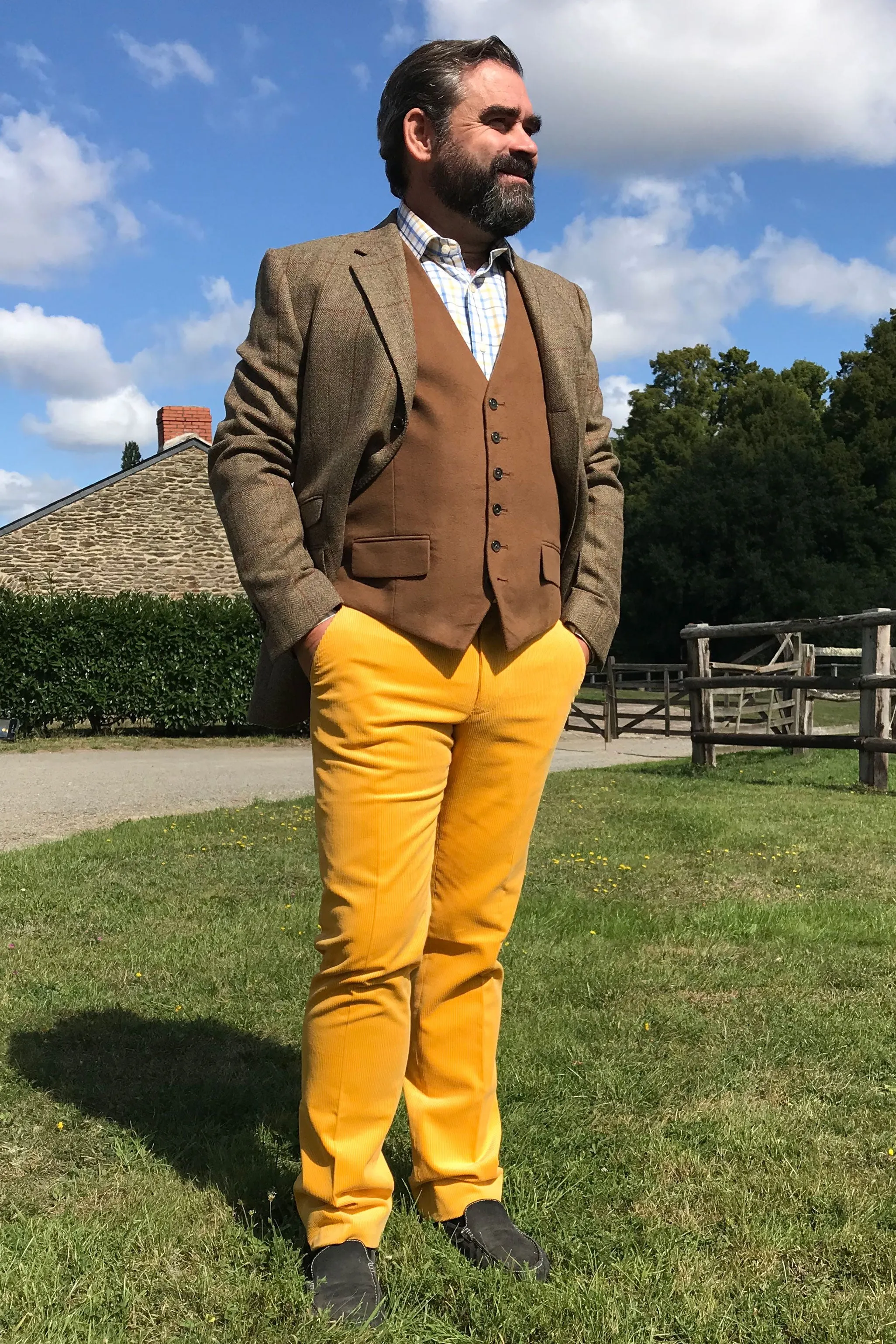 Pantalon velours cotelé homme - jaune