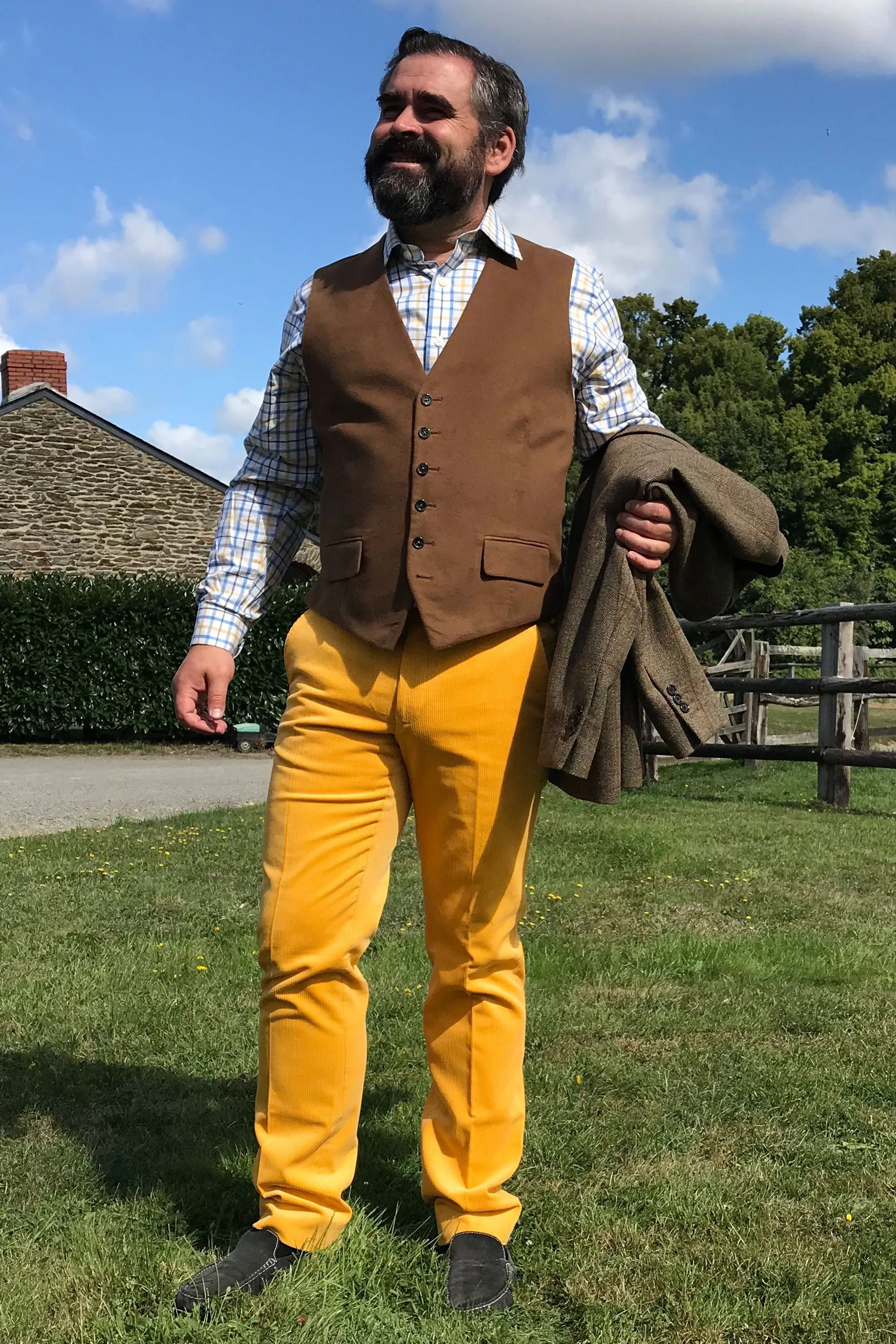 Pantalon velours cotelé homme - jaune