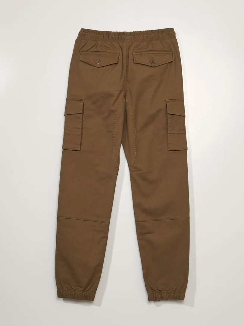 Pantalon à taille élastiquée avec poches - Beige