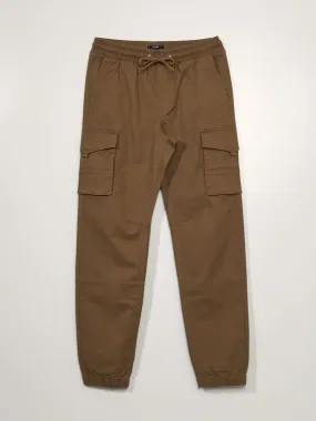 Pantalon à taille élastiquée avec poches - Beige