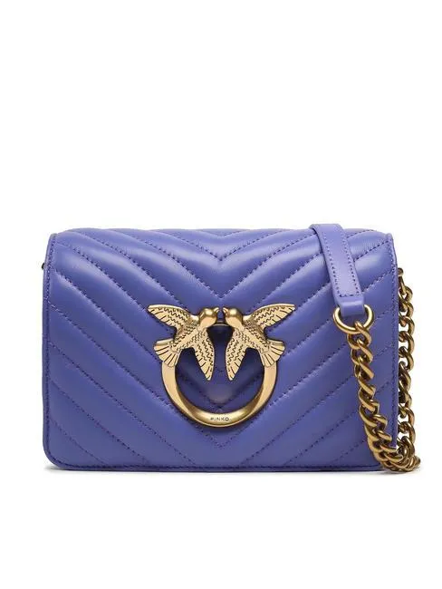 Pinko Love Click Mini Sac En Cuir Nappa Matelassé Bleu De Corse-An. Or - Achetez À Prix Outlet!