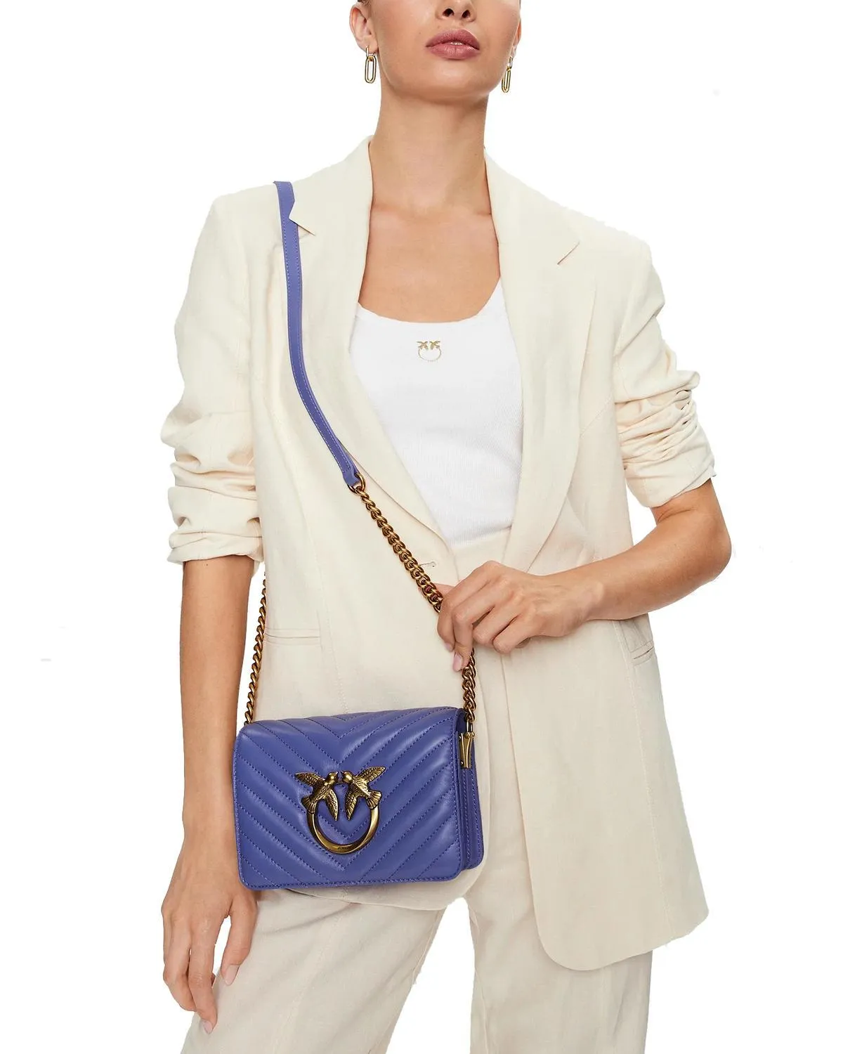 Pinko Love Click Mini Sac En Cuir Nappa Matelassé Bleu De Corse-An. Or - Achetez À Prix Outlet!