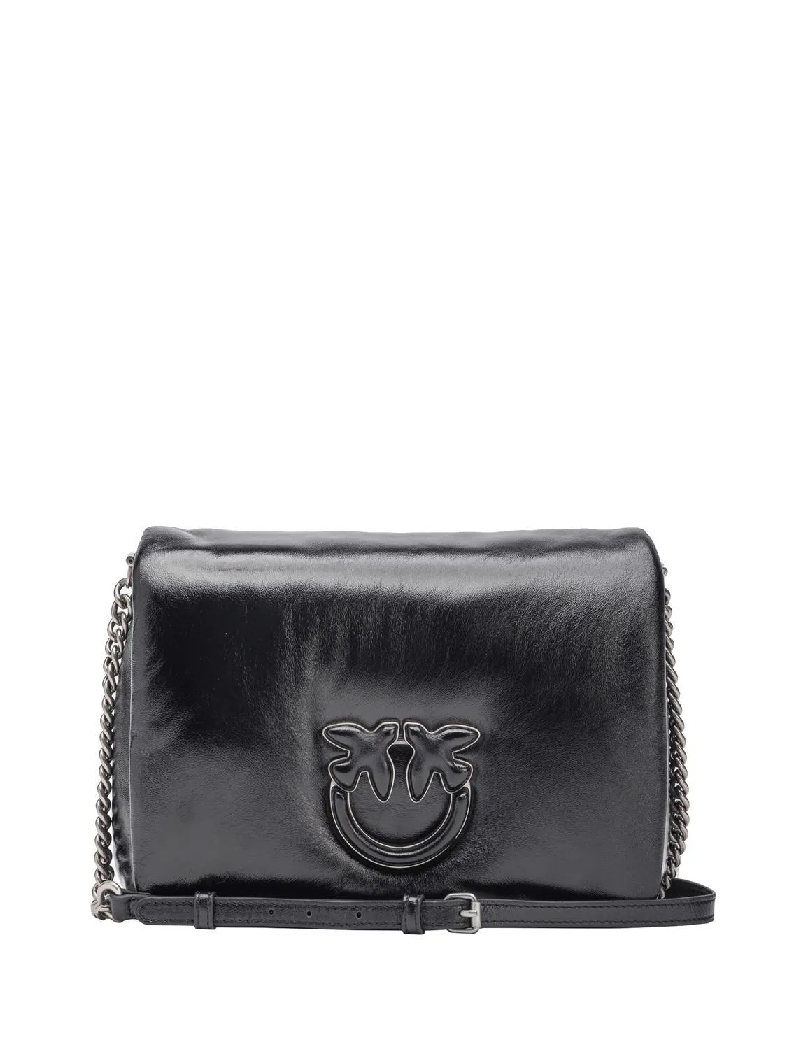 Pinko Love Click Puff Baby Mini Sac En Cuir Laminé Noir-Vieil Argent - Achetez À Prix Outlet!