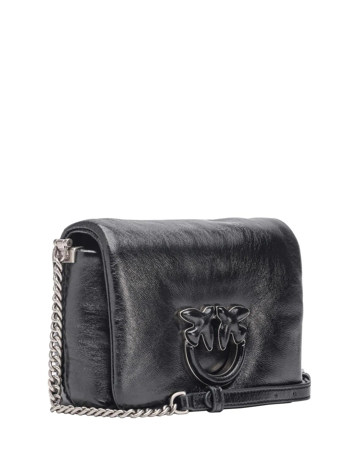 Pinko Love Click Puff Baby Mini Sac En Cuir Laminé Noir-Vieil Argent - Achetez À Prix Outlet!