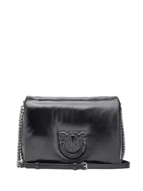 Pinko Love Click Puff Baby Mini Sac En Cuir Laminé Noir-Vieil Argent - Achetez À Prix Outlet!