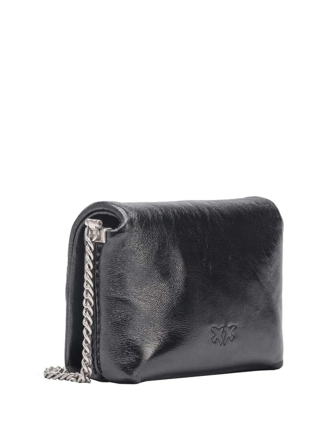 Pinko Love Click Puff Baby Mini Sac En Cuir Laminé Noir-Vieil Argent - Achetez À Prix Outlet!