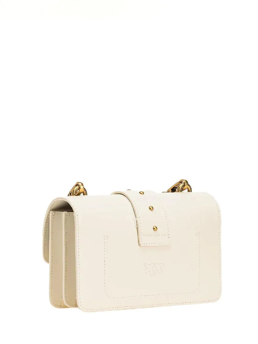 Pinko Mini Love Bag Sac À Bandoulière En Cuir De Veau Blanc De Soie-Or Antique - Achetez À Prix Outlet!