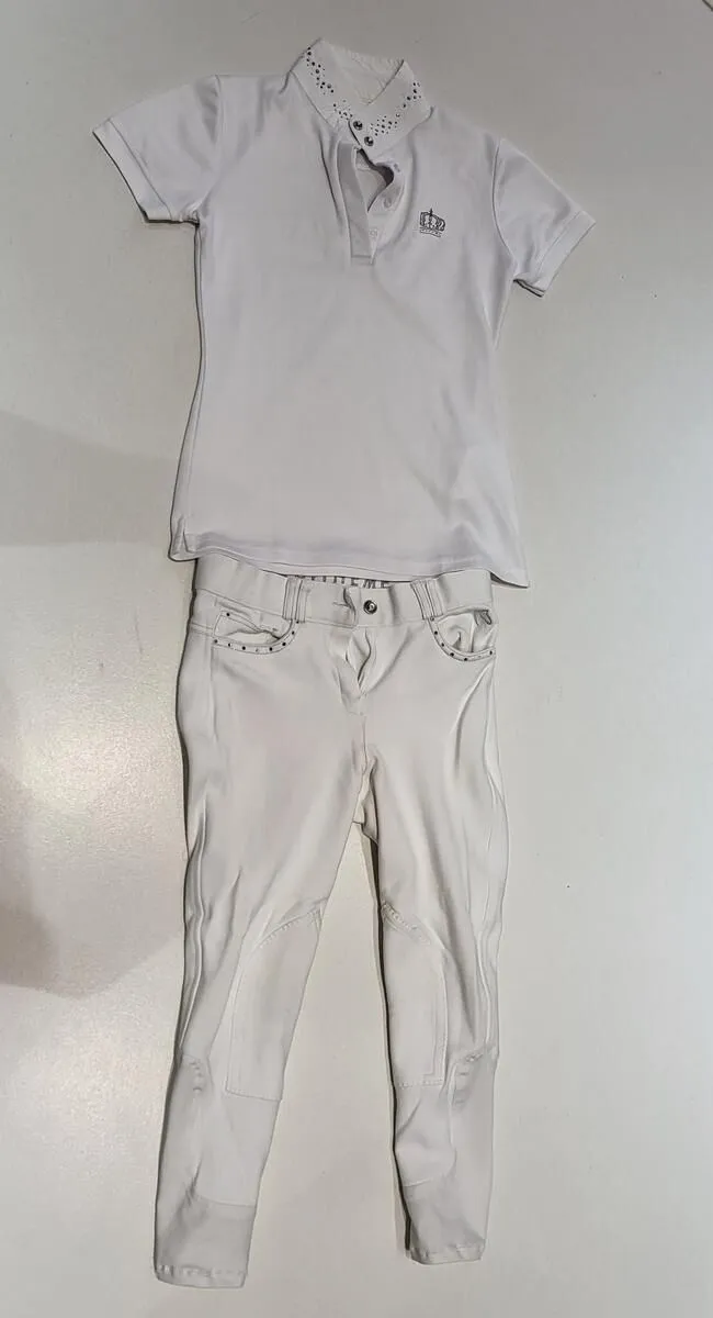 Polo et pantalon blanc de concours Equitheme