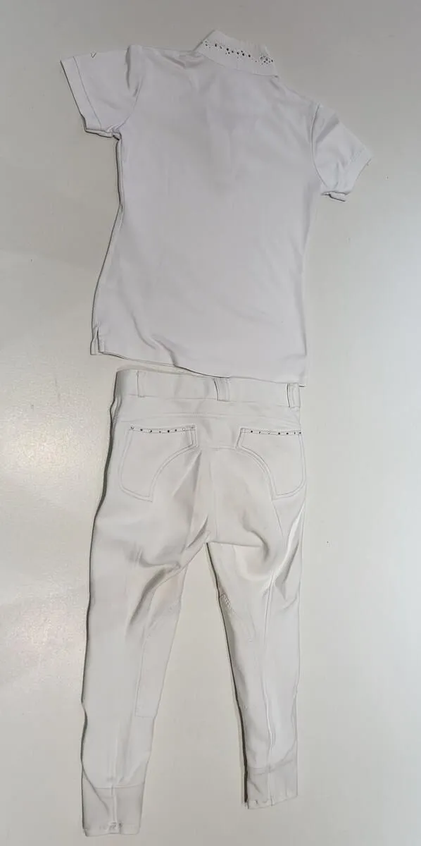 Polo et pantalon blanc de concours Equitheme