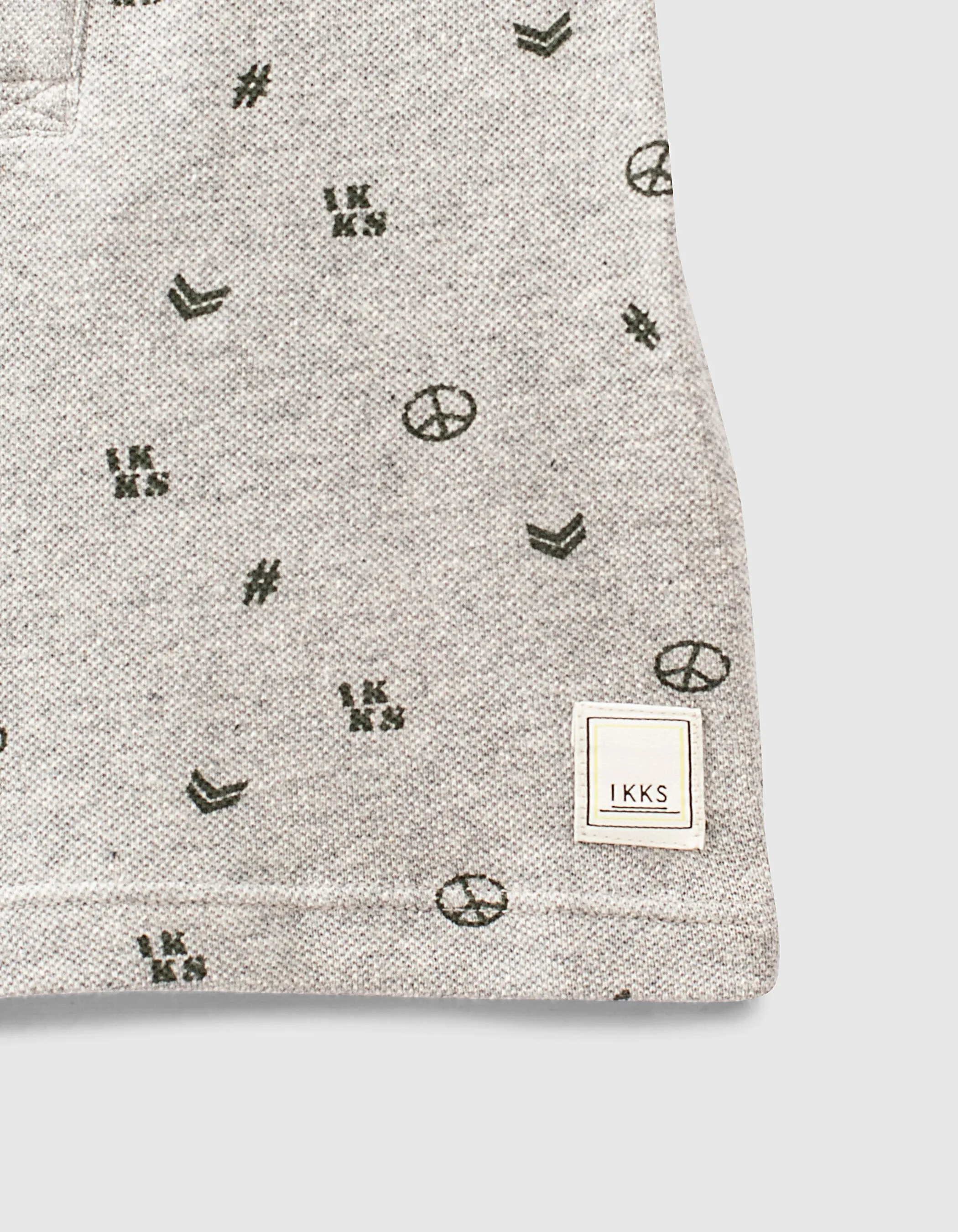 Polo gris chiné moyen imprimé mini motifs bébé garçon 