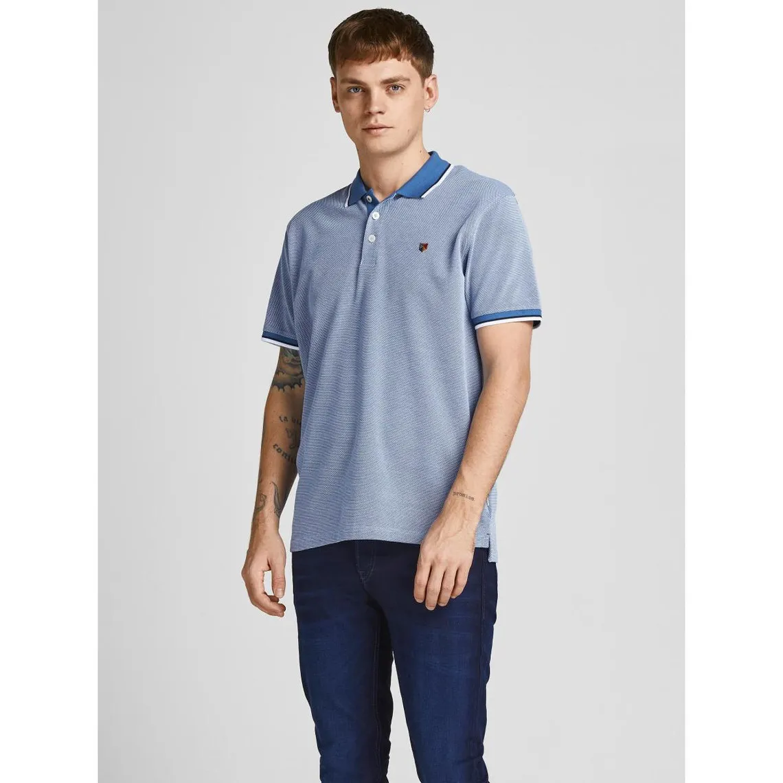 Polo Regular Fit Polo Manches courtes Bleu Marine en coton Shay Jack & Jones - Maillot de corps Homme sur MenCorner