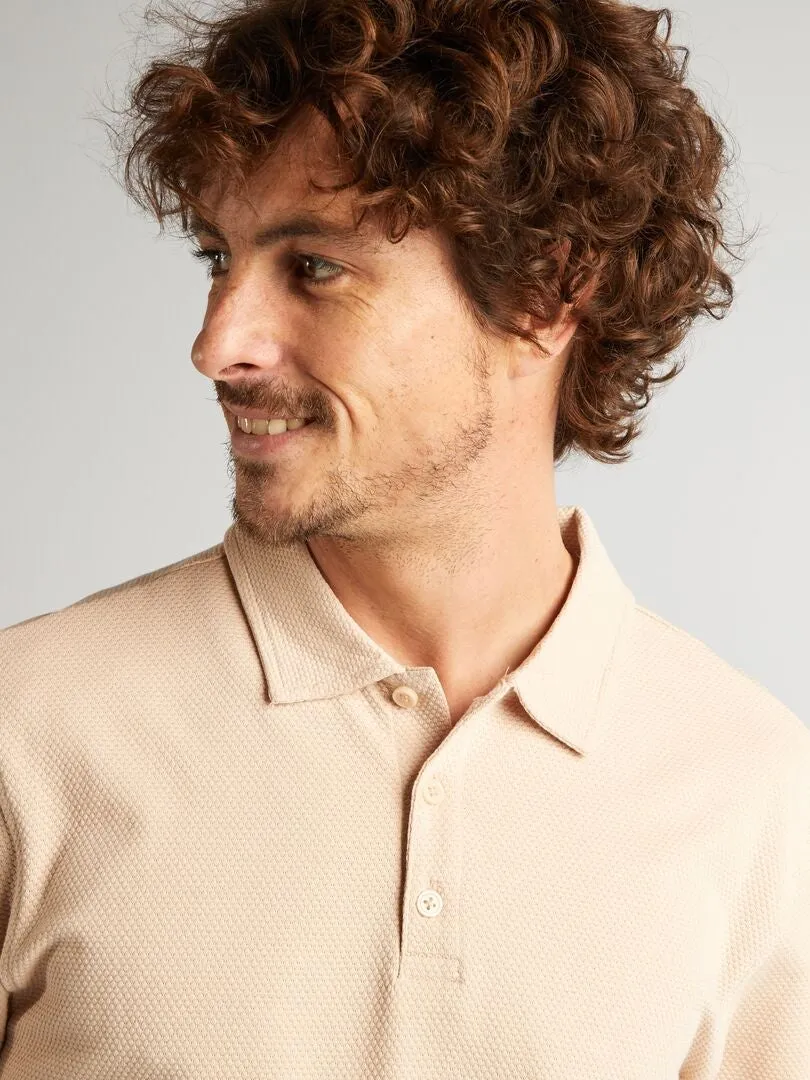 Polo uni texturé - Beige