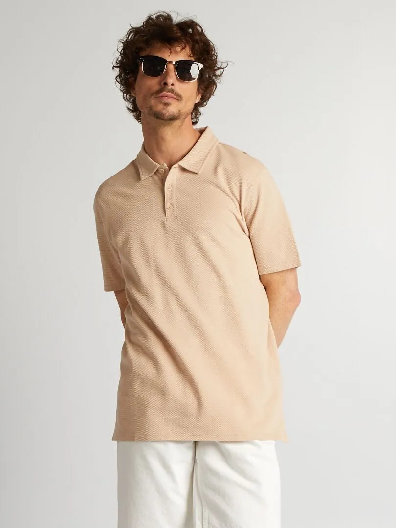 Polo uni texturé - Beige