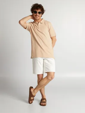 Polo uni texturé - Beige