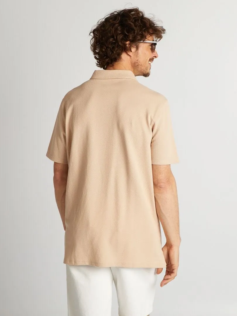 Polo uni texturé - Beige