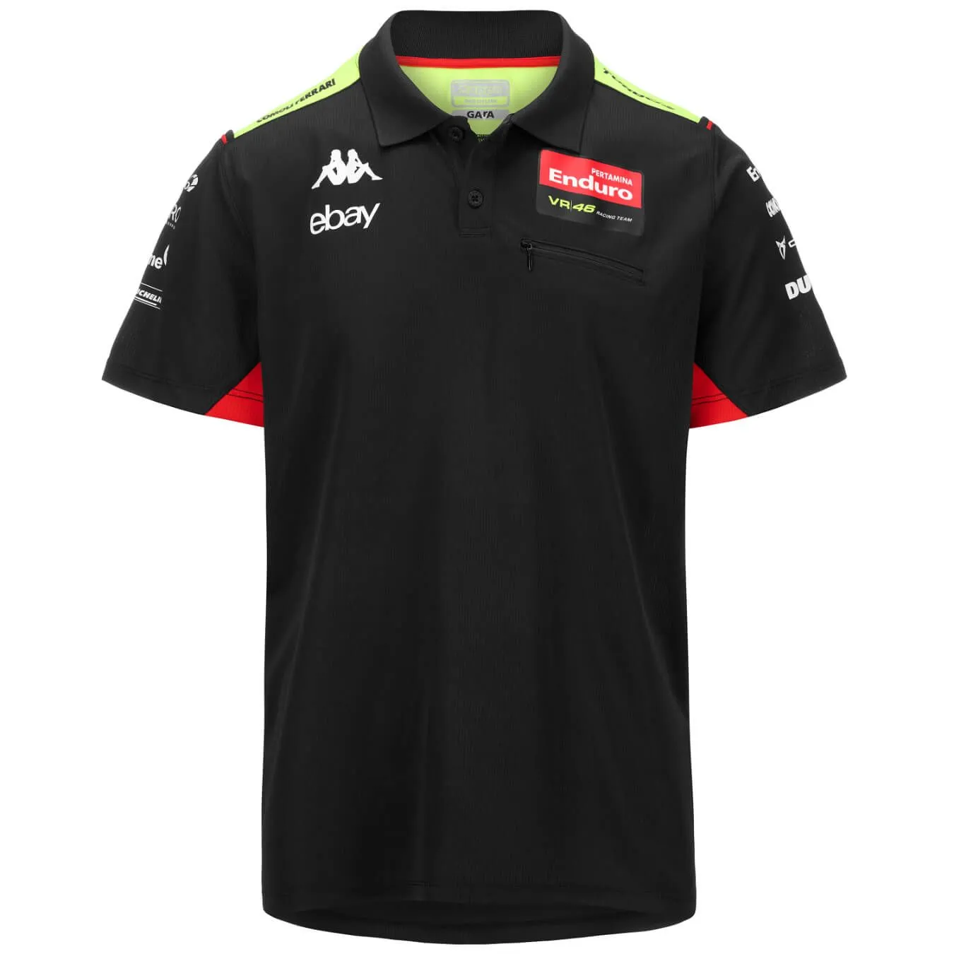 Polo VALENTINO ROSSI Kappa Team Enduro Noir pour homme KAP24_PLH_END