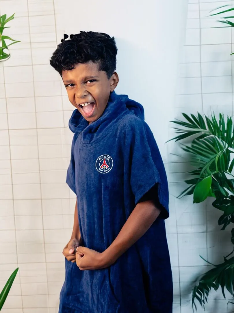 Poncho de bain Enfant 100% Coton, PSG LOGO - Bleu marine