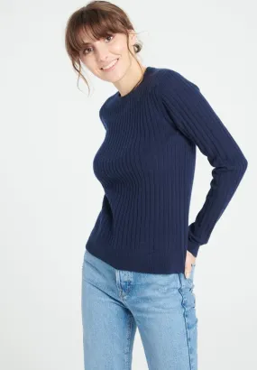 Pull col rond cachemire bleu marine/femme - LILLY 16