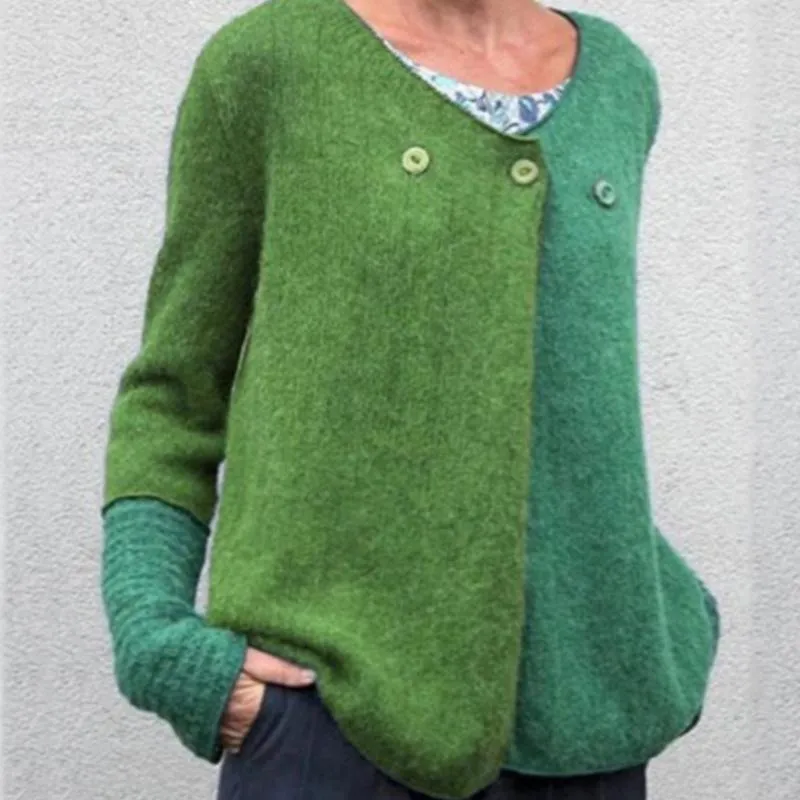 Pull en Tricot Douillet Bloc de Couleurs pour Femmes