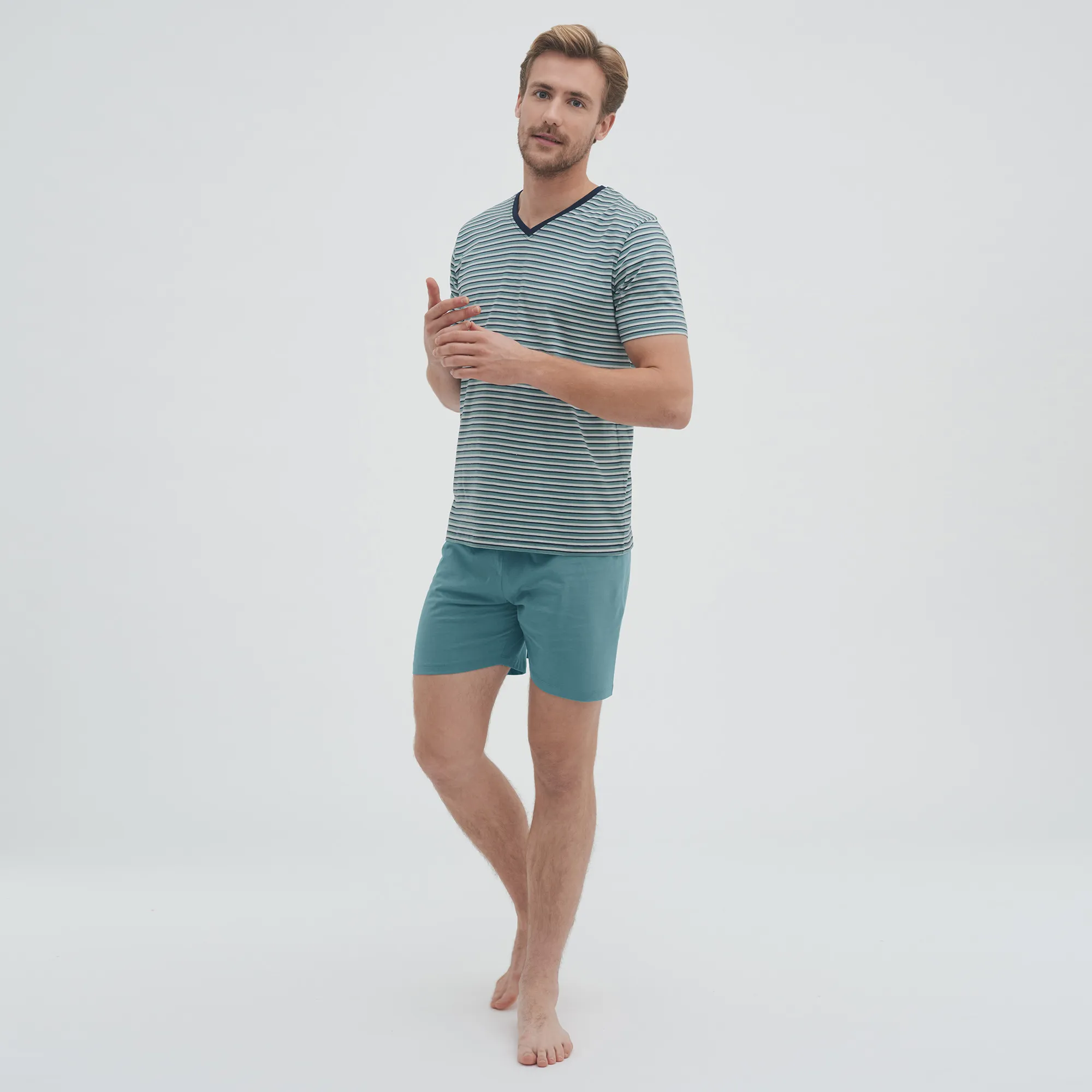 Pyjama rayé court homme - coton bio