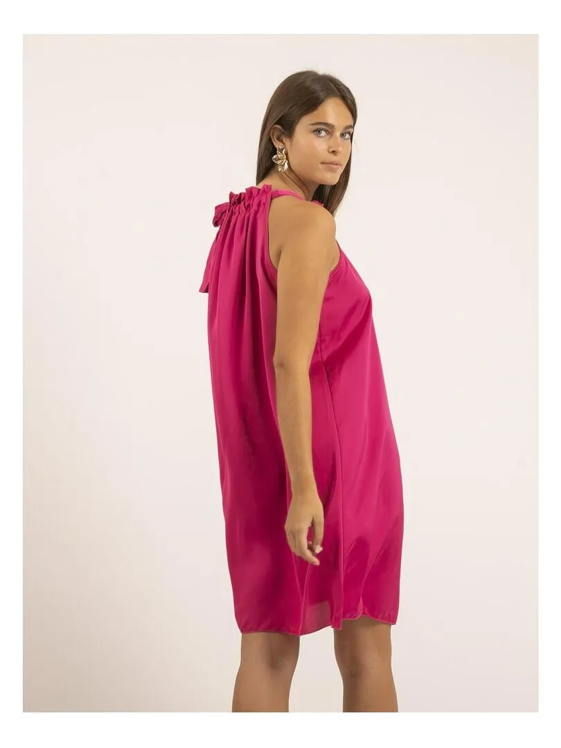 Robe courte satin IMUNE - Rose