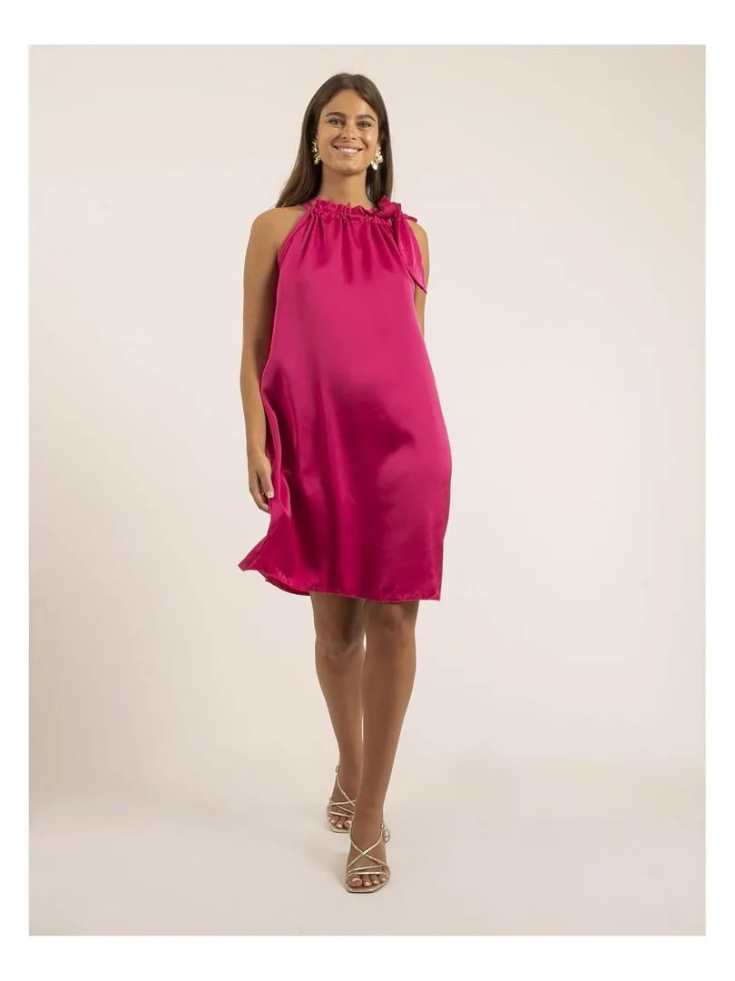 Robe courte satin IMUNE - Rose