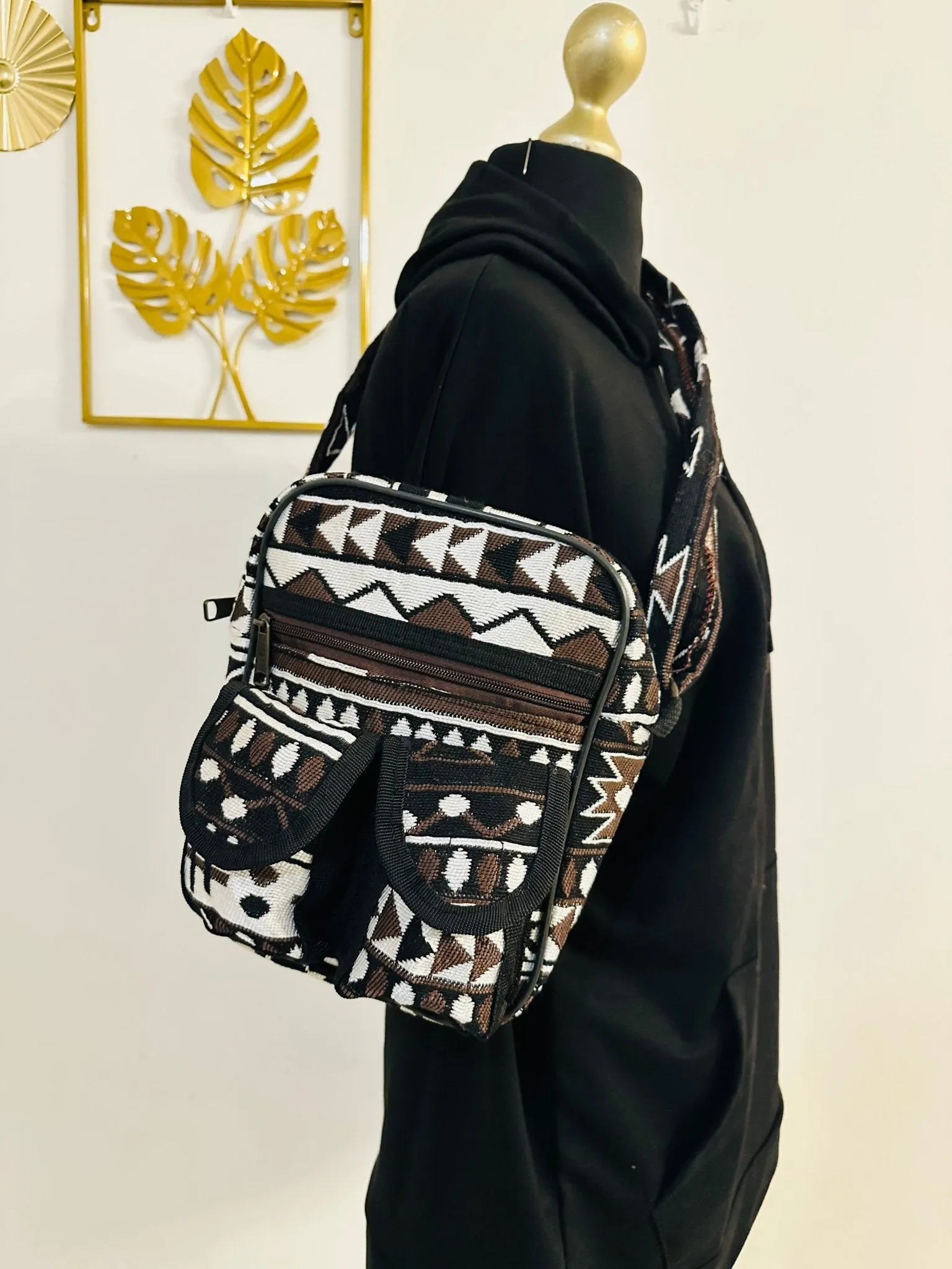 Sac Bandoulière tissu africain tissé type Bogolan