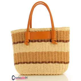 Sac cabas en paille colorée SC01camel