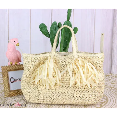 Sac  SC9  ete a main cabas femme en paille naturel fait main