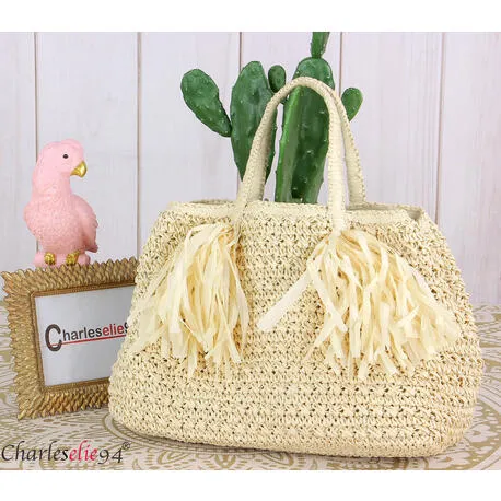 Sac  SC9  ete a main cabas femme en paille naturel fait main