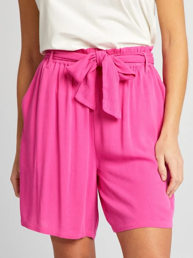 Short avec ceinture à nouer - Rose