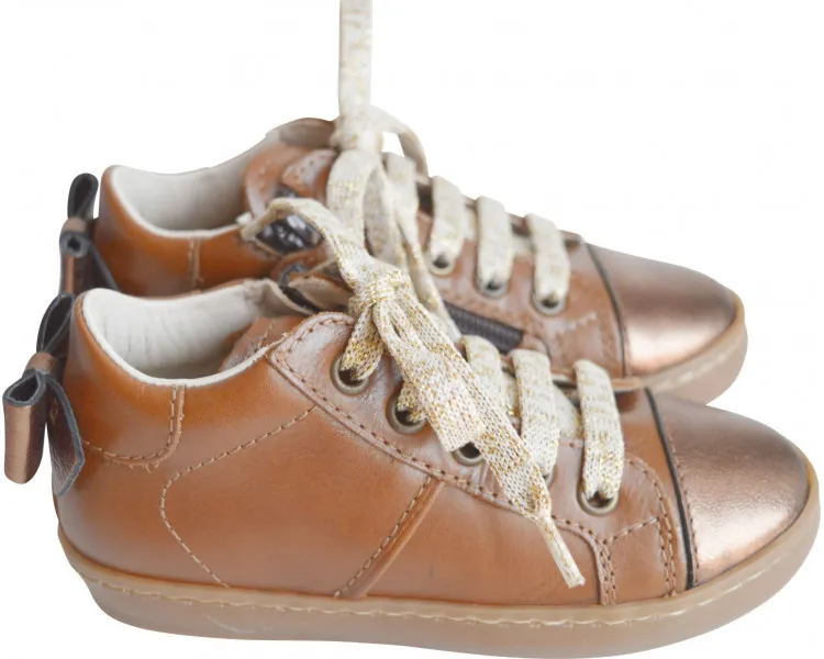 Sneakers ZIP - cuir CAMEL/camel irisé