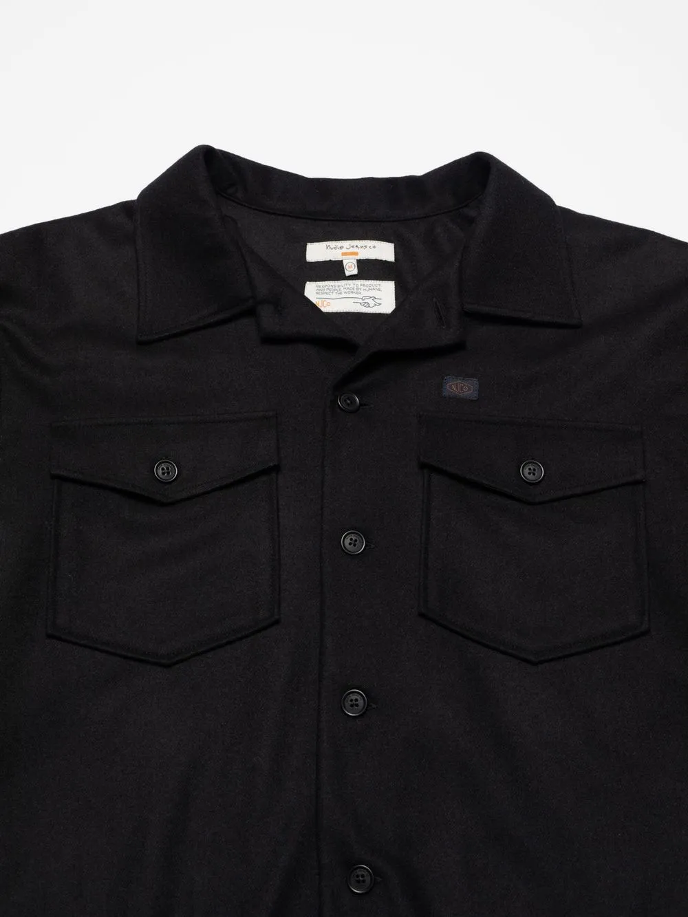 Surchemise en laine bio | noir "vincent solid board shirt - black" homme