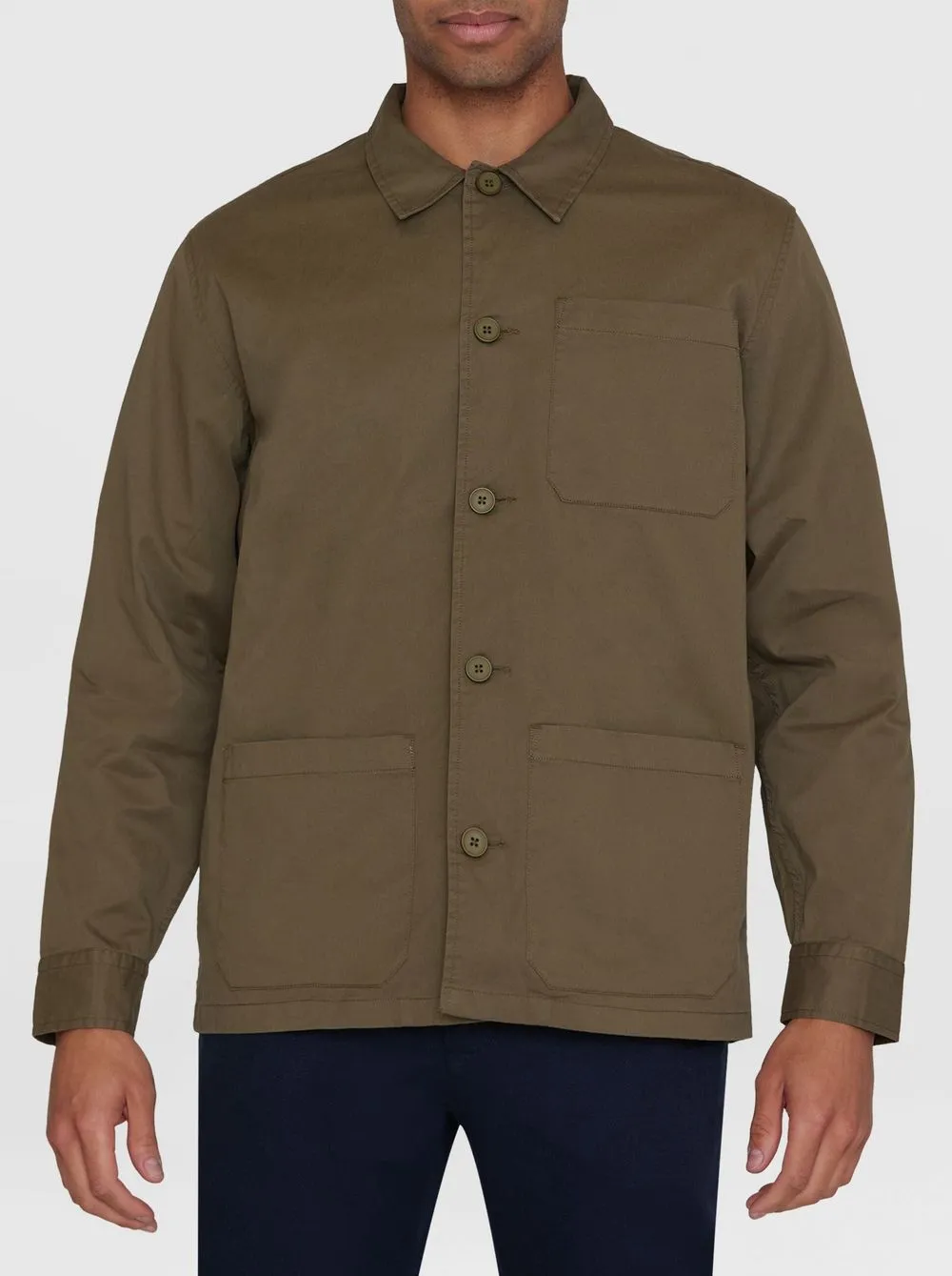 Surchemise en sergé de coton bio | olive "chuck twill overshirt burned olive" 1068 burned olive homme