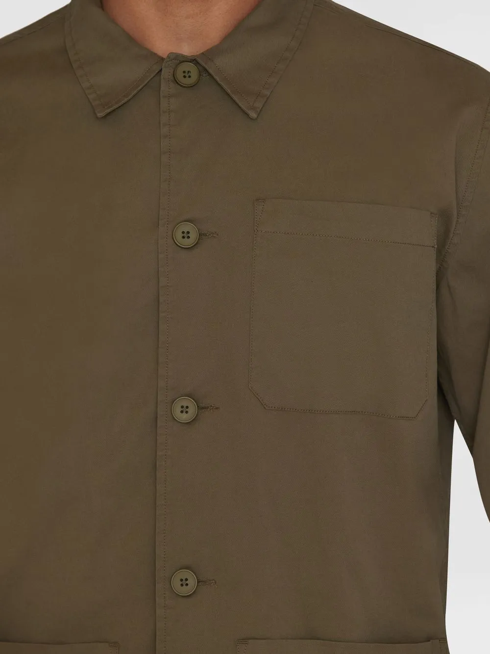 Surchemise en sergé de coton bio | olive "chuck twill overshirt burned olive" 1068 burned olive homme