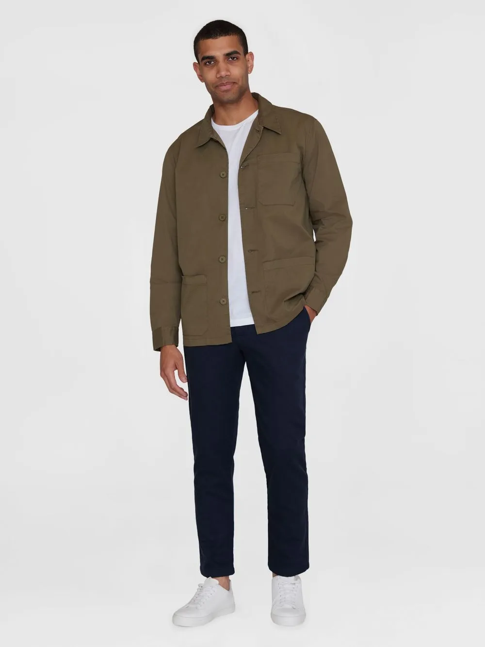 Surchemise en sergé de coton bio | olive "chuck twill overshirt burned olive" 1068 burned olive homme