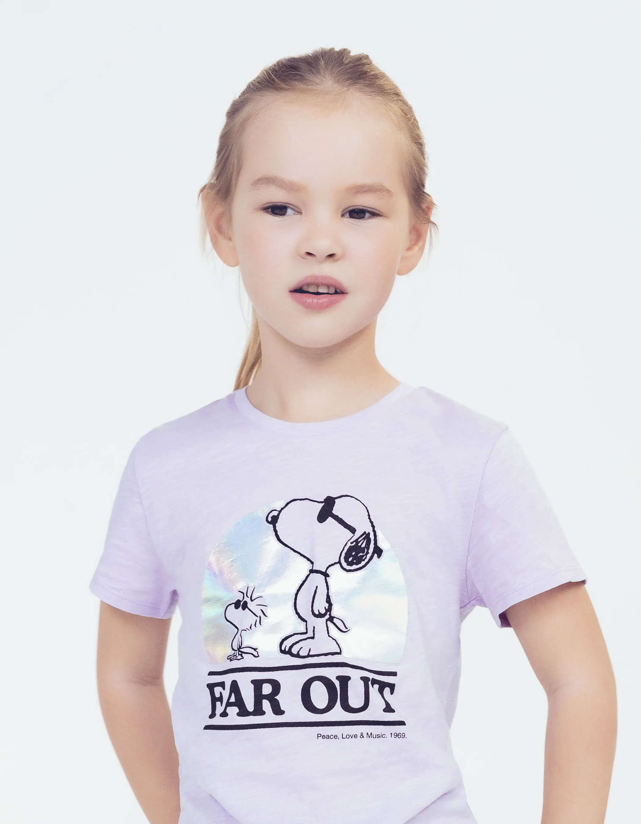 T-shirt lilas à nouer visuel SNOOPY fille