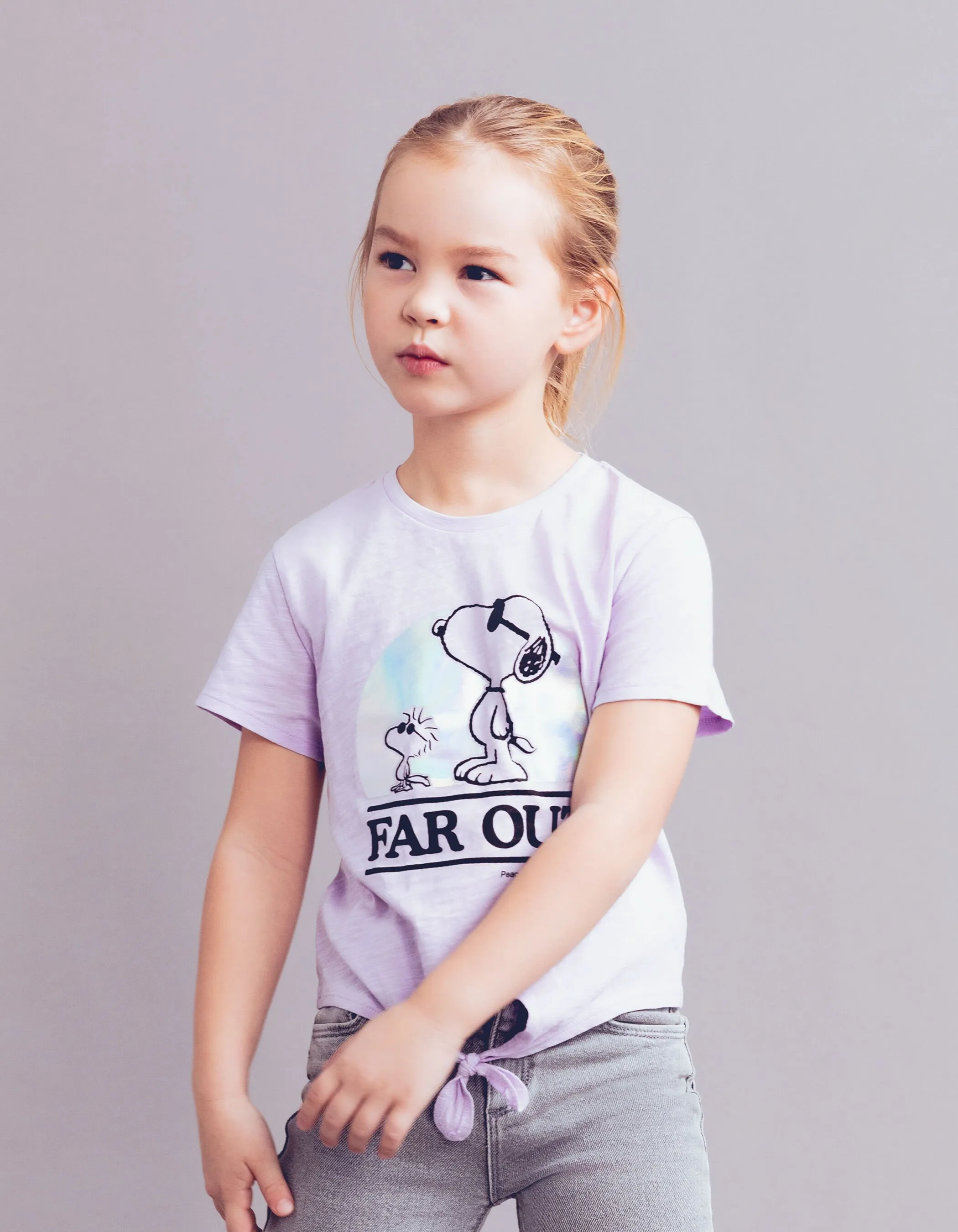 T-shirt lilas à nouer visuel SNOOPY fille