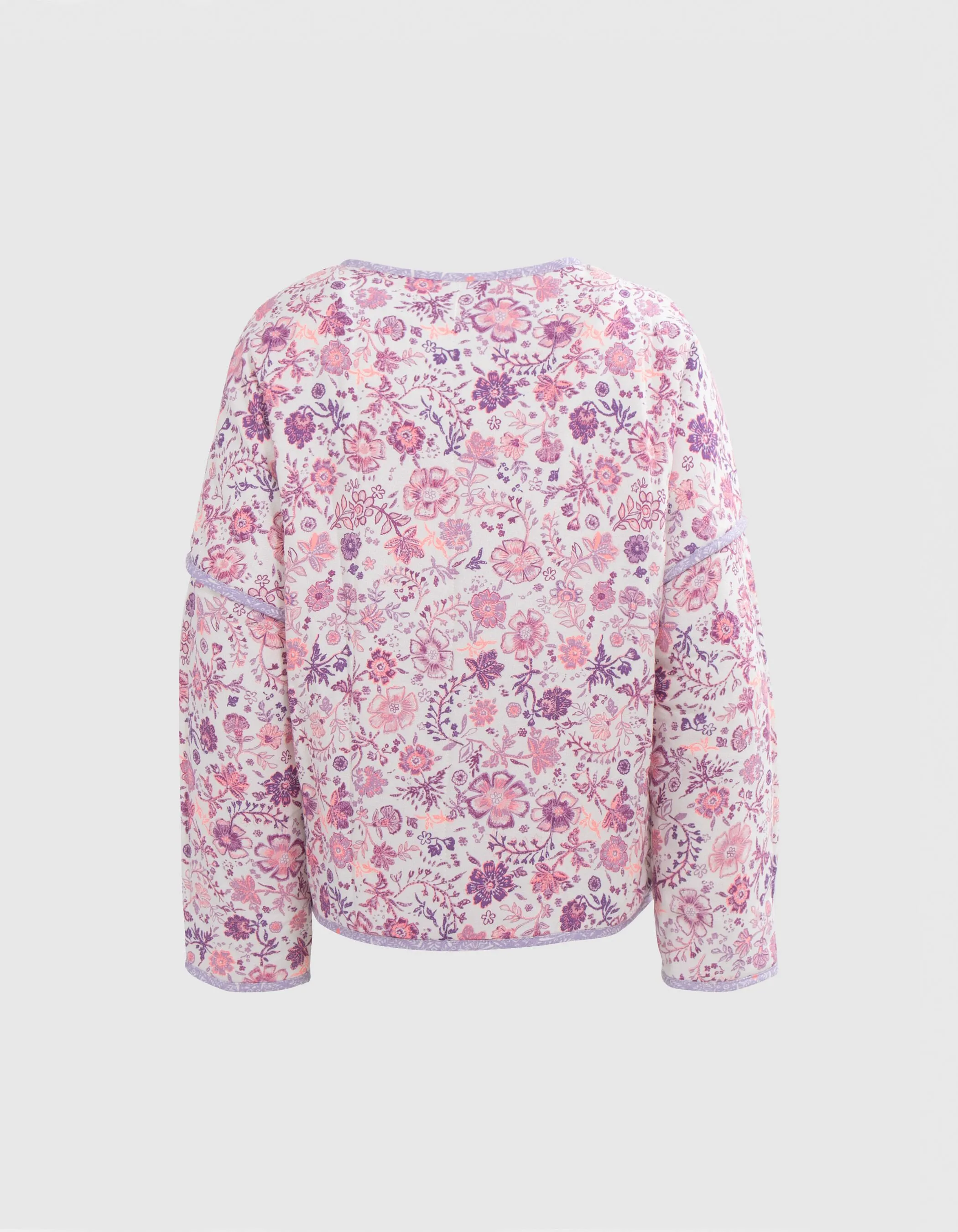 Veste blanc cassé imprimé fleurs parme fille