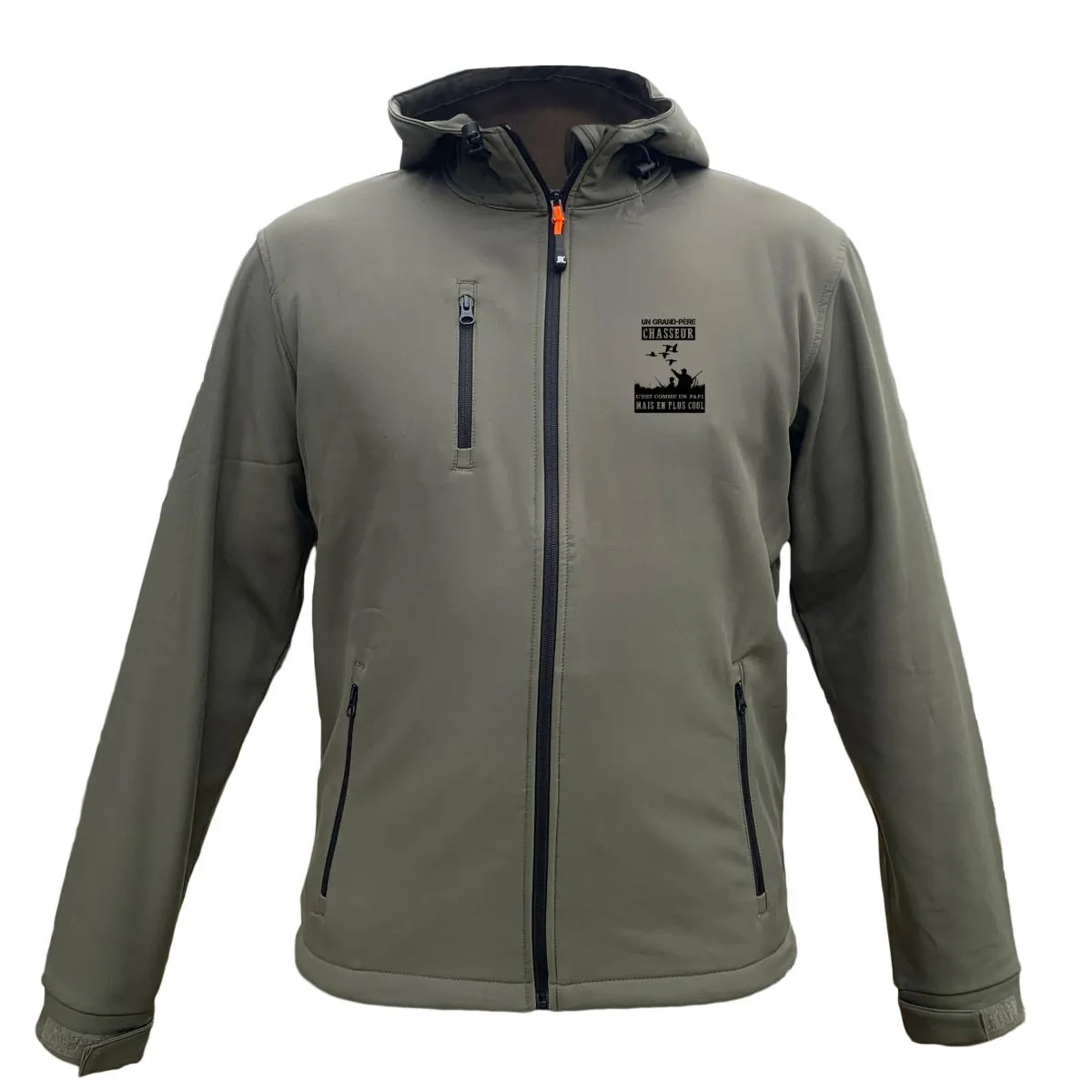 Veste chasse softshell Homme ou Femme avec/sans capuche – Un grand-père chasseur, c’est comme un papi mais en plus cool