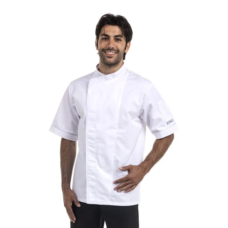 Veste de cuisine respirante grande taille liseré gris ou noir